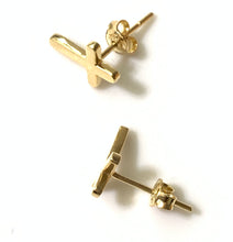 Load image into Gallery viewer, New 18K Saudi Gold Cross Stud Earrings - Rafant