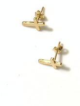 Load image into Gallery viewer, New 18K Saudi Gold Cross Stud Earrings - Rafant