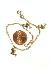 Load image into Gallery viewer, 18K Gold Bracelet with Dolphin Charms Size  7 inches - Rafant