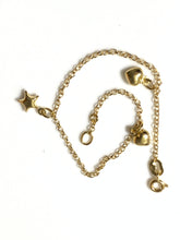 Load image into Gallery viewer, 18K Gold Bracelets Heart Star Charms Size 7 inches - Rafant