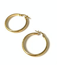 Load image into Gallery viewer, New Authentic Stamped 18K Saudi Gold Round Hoop Loop Earrings - Rafant
