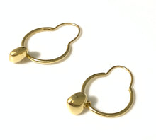 Load image into Gallery viewer, New Real 18K Saudi Gold Hoops Dangling Earrings with Heart Charms - Rafant