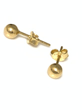 Load image into Gallery viewer, New Real 18K Saudi Gold Stud Ball Earrings Dainty Small 0.79gms - Rafant