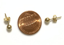 Load image into Gallery viewer, New Real 18K Saudi Gold Stud Ball Earrings Dainty Small 0.77gms - Rafant