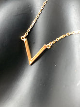 Load image into Gallery viewer, New Real 18K Saudi Gold 18" Necklace with Letter V Pendant - Rafant