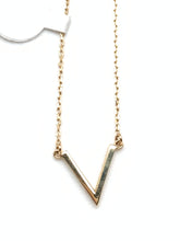 Load image into Gallery viewer, New Real 18K Saudi Gold 18" Necklace with Letter V Pendant - Rafant