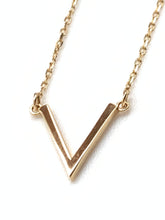 Load image into Gallery viewer, New Real 18K Saudi Gold 18" Necklace with Letter V Pendant - Rafant