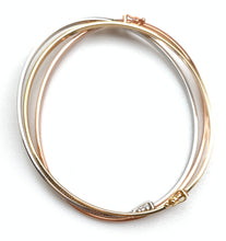 Load image into Gallery viewer, New Real 18K Saudi Gold Oval Oblong Bracelet Bangles 3 Tones White/Rose/Yellow Gold - Rafant