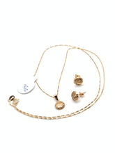 Load image into Gallery viewer, New Real 18K Saudi Gold Sets Necklace 18" Chain with Round Pendant and Earrings - Rafant