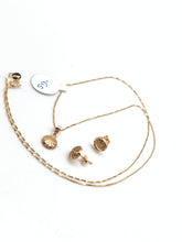 Load image into Gallery viewer, New Real 18K Saudi Gold Sets Necklace 18" Chain with Round Pendant and Earrings - Rafant