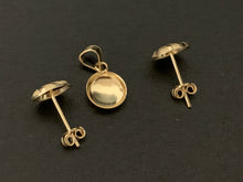 Load image into Gallery viewer, New Real 18k Saudi Gold Round Earrings and Pendant Set Small Dainty Delicate Very Lightweight - Rafant
