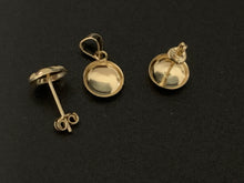 Load image into Gallery viewer, New Real 18k Saudi Gold Round Earrings and Pendant Set Small Dainty Delicate Very Lightweight - Rafant