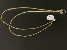 Load image into Gallery viewer, New Real 18K Saudi Gold Necklace 18" Chain with Heart Ribbon Pendant - Rafant