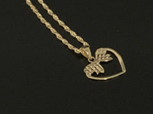 Load image into Gallery viewer, New Real 18K Saudi Gold Necklace 18" Chain with Heart Ribbon Pendant - Rafant
