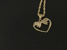 Load image into Gallery viewer, New Real 18K Saudi Gold Necklace 18" Chain with Heart Ribbon Pendant - Rafant