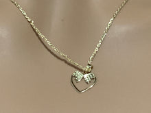 Load image into Gallery viewer, New Real 18K Saudi Gold Necklace 18" Chain with Heart Ribbon Pendant - Rafant
