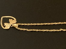 Load image into Gallery viewer, New Real 18K Saudi Gold Necklace 18" Chain with Heart Ribbon Pendant - Rafant