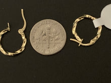 Load image into Gallery viewer, New Real 18K Saudi Gold Small Hoops Loops Earrings Spiral 0.83 grams - Rafant