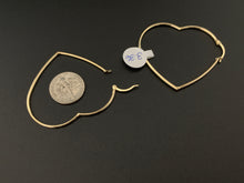 Load image into Gallery viewer, 18K Gold Heart Hoops Loops Earrings Large 3.36 grams - Rafant