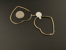 Load image into Gallery viewer, 18K Gold Heart Hoops Loops Earrings Large 3.36 grams - Rafant