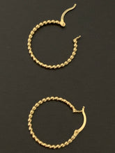 Load image into Gallery viewer, New Real 18K Japan Gold Beaded Bubble Hoops Loops Earrings - Rafant