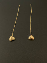 Load image into Gallery viewer, 18K Saudi Gold Tictac Threader Heart Earrings Dainty Tiny Very Lightweight - Rafant