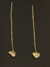 Load image into Gallery viewer, 18K Saudi Gold Tictac Threader Heart Earrings Dainty Tiny Very Lightweight - Rafant