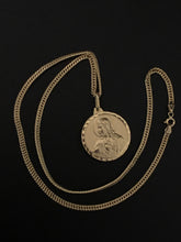 Load image into Gallery viewer, New Real 18K Saudi Gold Necklace Curb 18" Chain Jesus Christ Round Pendant - Rafant