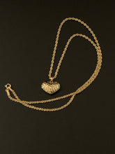 Load image into Gallery viewer, New Real 18K Saudi Gold Necklace 18" Rope Chain w/ Puffed Heart Pendant - Rafant