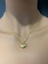 Load image into Gallery viewer, New Real 18K Saudi Gold Necklace 18" Rope Chain w/ Puffed Heart Pendant - Rafant