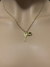 Load image into Gallery viewer, New Real 18K Saudi Gold Necklace 18" Cable Chain w/Heart Key Pendants Item214 - Rafant