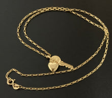 Load image into Gallery viewer, New Real 18K Saudi Gold Necklace 18" Cable Chain w/Heart Key Pendants Item214 - Rafant