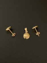 Load image into Gallery viewer, New Real 18K Saudi Gold Set Round Circle Earrings and Pendant Tiny, Dainty, Small - Rafant