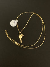 Load image into Gallery viewer, New Real 18K Saudi Gold Necklace 18" Mirror Chain with Heart Key Pendant Item#264 - Rafant