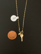 Load image into Gallery viewer, New Real 18K Saudi Gold Necklace 18" Mirror Chain with Heart Key Pendant Item#264 - Rafant