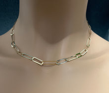 Load image into Gallery viewer, New Real 18K Japan Gold Paperclips Chain Link Necklace 18" - Rafant