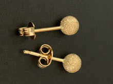 Load image into Gallery viewer, New Real 18K Saudi Gold Frosted Ball Stud Earrings Small - Rafant