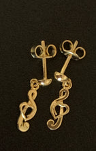 Load image into Gallery viewer, 18K Gold Music Note Stud Dangling Earrings - Rafant