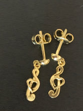 Load image into Gallery viewer, 18K Gold Music Note Stud Dangling Earrings - Rafant