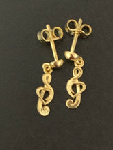 Load image into Gallery viewer, 18K Gold Music Note Stud Dangling Earrings - Rafant