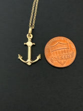 Load image into Gallery viewer, New Real 18K Saudi Gold Necklace Rolo Chain 17.50" w/ Anchor Pendant - Rafant
