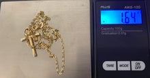 Load image into Gallery viewer, New Real 18K Saudi Gold Necklace Cable Link Chain 19.50" w/ Cross Pendant - Rafant