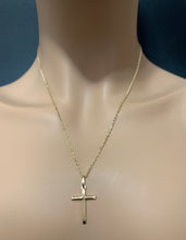 Load image into Gallery viewer, New Real 18K Saudi Gold Necklace Cable Link Chain 19.50" w/ Cross Pendant - Rafant