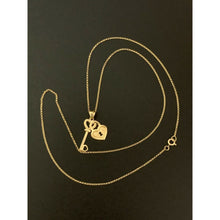 Load image into Gallery viewer, 18K Saudi Gold Necklace 17.75" Rolo Link Chain w/Heart Key Pendants Item 381 - Rafant