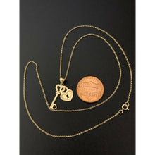 Load image into Gallery viewer, 18K Saudi Gold Necklace 17.75" Rolo Link Chain w/Heart Key Pendants Item 381 - Rafant