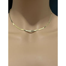Load image into Gallery viewer, 18K Gold Chain Necklace Omega Herringbone 16" Real Saudi Gold - Rafant