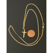 Load image into Gallery viewer, Real 18K Saudi Gold Necklace Chain 22" w/ Cross Pendant 2.85 grams - Rafant