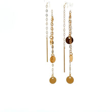 Load image into Gallery viewer, 18K Gold Earrings Threader Discs 0.34 grams Very Tiny - Rafant