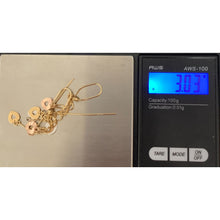 Load image into Gallery viewer, 18K Gold Earrings Dangle Threader Hearts 3.03 grams Tricolor - Rafant