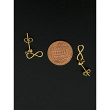 Load image into Gallery viewer, 18K Gold Earrings Post Dangling Infinity 1.42 grams - Rafant